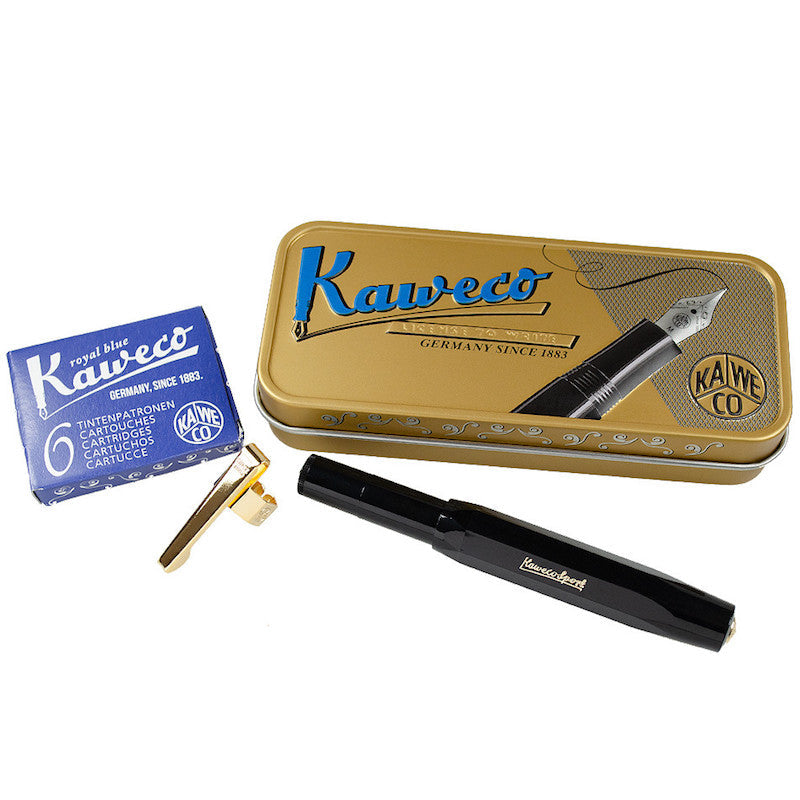 Set Penna stilografica Kaweco CLASSIC SPORT nera con clip